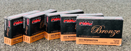 (100) Rnds Of PMC Bronze 223 Remington 55 Gr. FMJ-BT