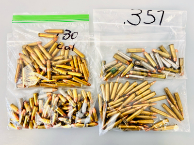 (4) Bags Of Ammunition: 5.56, .357, 9mm, .30 Cal