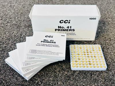 (1000) Count CCI No. 41 Primers For 5.56mm Ammunition (Small Rifle Military Primers)
