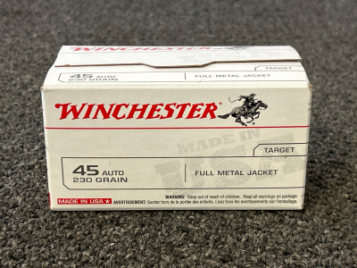 Unopened Box Of Winchester 45 Auto 230 Gr. (100 Round Value Pack)
