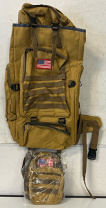 Large Tactical Backpack & Sling Pack W/ American Flag Patches