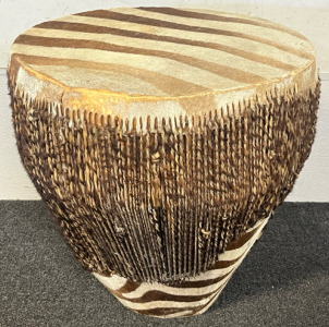 (REAL) Vintage Zebra Skin Drum
