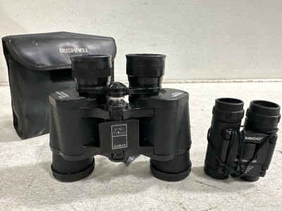 (1) Busnell Falcon Binoculars and (1) Tasco Essential Binoculars