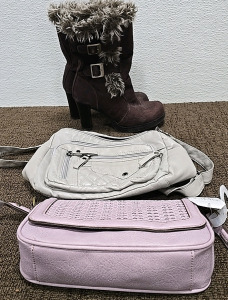 (2) Women Hand Bags & (1) Girls Boots