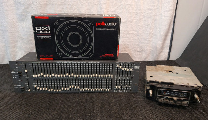 (1) TDM 30 Band Stereo Graphic Equalizer, 30GE-2, (1) Pair Of Polk Audio 4" Coaxial Speakers & (1) Vintage Car Stereo