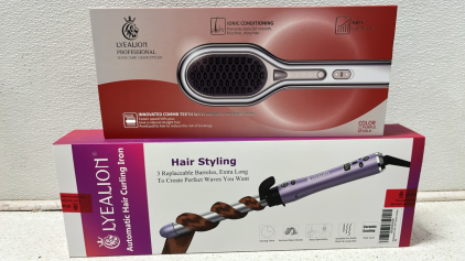 (1) Lyealion Proffessional Ionic Conditioning Hair Styler, (1) Lyealion Automatic Ceramic Hair Curling Wand