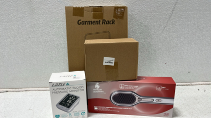 Lazle Blood Pressure Monitor, Lyealion Ceramic Ionic Conditioning Hair Styler, Garment Rack, Hummingbird Feeder Heater