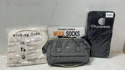 Grey Focdod Backpack, Men and Women&rsquo;s Wool Socks For Camping And Hiking, Choopeak Pickleball Paddles, Multicolor Wishing Light