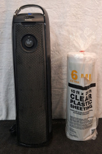 (1) Holmes Air Purifier & (1) Roll Of 10 x 25 Foot 6Mil Plastic Sheeting