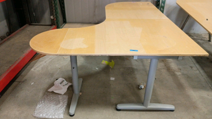Wood Desk Workstation Steel Frame 79x59 Adjustable Height