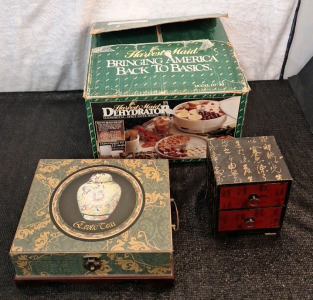 (1) Harvest Maid Dehydrator & (2) Decorative Tea Boxes