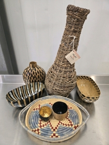Large Box Full of Hand-Crafted Decor Pieces (Made in Rwanda & Haiti)