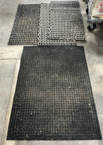 (1) Black Door Mat 37&rdquo;x49&rdquo; (3) 23 1/2&rdquo;x4&rdquo; Rubber Tire Link Mat