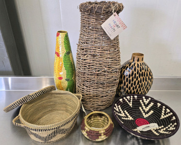 Large Box Full of Hand-Crafted Decor Pieces (Made in Rwanda & Haiti)