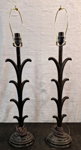 (2) Modern Table Lamps, W/O Shades or Bulbs, Black Composite, 32" Tall