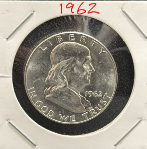 1962 Franklin Half Dollar, United States Mint, 90% Silver