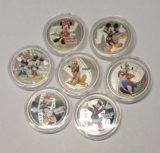 (7) Disney Character Silver Plated Collector Coin Set, 2020 New Zealand