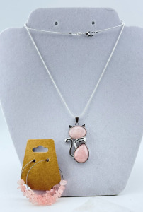 (2) Natural Stone Earrings & .925 Necklace