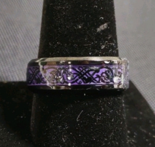 Black Men's Viking/ Nordic Purple Wedding Band