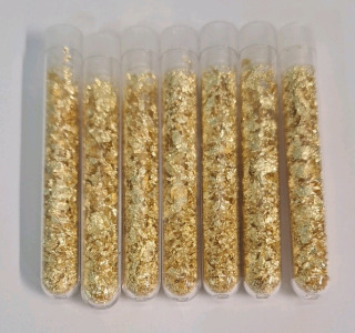 (7) Small Bottles Of Gold Flake / Leaf Gold
