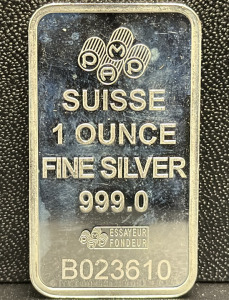 PAMP Suisse 1 Ounce Silver Bullion Bar, Lady Fortuna, Serial B023610