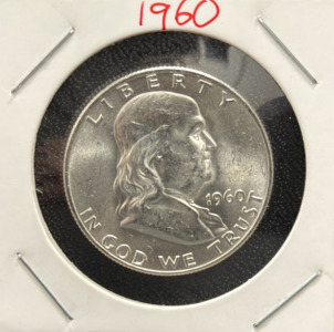 1960 Franklin Half Dollar Coin, United States, 90% Silver