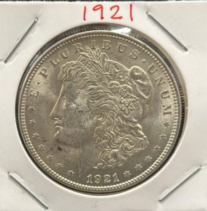 1921 Morgan Silver Dollar Coin, 90% Silver, Philadelphia Mint