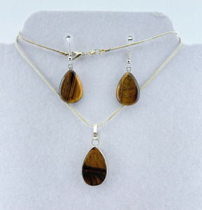 (2) Natural Stone .925 Necklace & Earrings