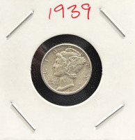 1939 Mercury Dime, United States Coin, Silver Composition