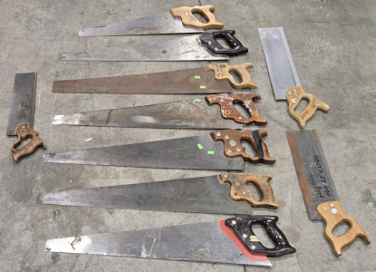 (9) Assorted Size/Style Hand-Made Saws