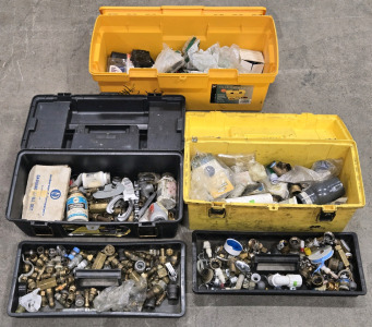(3) Toolboxes w/ Assorted Electrical Parts & Gas Pipe Fittings