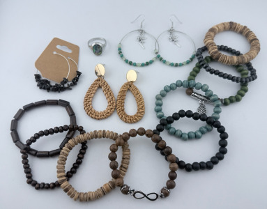 Large Assorted Jewelry Lot- Earrings, Rings, & Bracelets