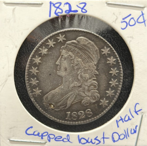 1828 Capped Bust Half Dollar, Silver, U.S. Coin
