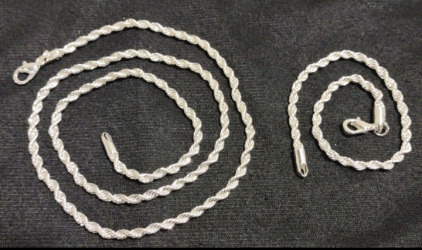 19&frac12;" Thick Twisted Rope Chain Necklace w/ 8" Thick Twisted Rope Chain Bracelet