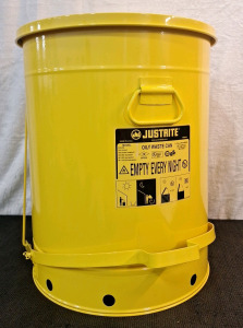 (1) Justrite 09701 Oily Waste Can, Self-Closing, 21 Gallon, Yellow <br/>