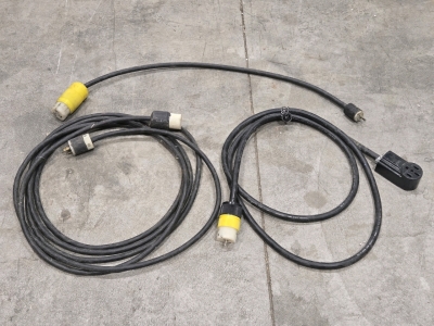 (2) Heavy Duty Twist Lock Industrial Cables/Adapters & (1) Adapter Cable