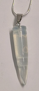 (1) Bullet Sheaped Opal Pendant W/ .925 Silver Necklace
