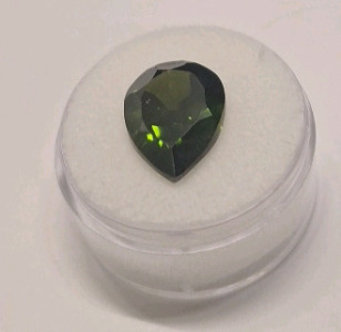 (1) 14.80ct Pear Cut Natural Green Tourmaline W/COA Card