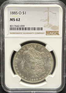 1885 O Morgan Dollar MS 62, United States Mint, $1 Coin