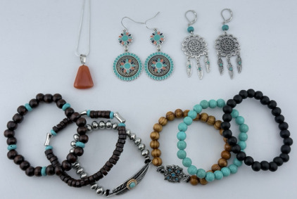Large Assorted Jewelry Lot- Earrings, Necklace & Bracelets