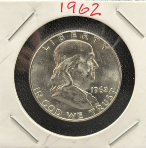 1962 Franklin Half Dollar, 90% Silver, Liberty Bell Design