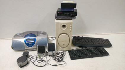 Amazon Alexa, JVC CD Player, (2) Keyboards, PC 40 Super Subwoofer and More