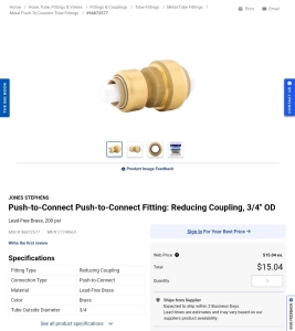 (6) Boxes of Plumbite Reducing Couplings (Lead Free) - &frac34;" x &frac12;" Part No: C77406LF - 144ct Total Pieces / +$15 Per Item Value!