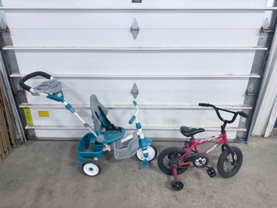 (1) Little Tikes 4-1 Trike & (1) 12.5&rdquo; Huffy Kids Bike With Training Wheels