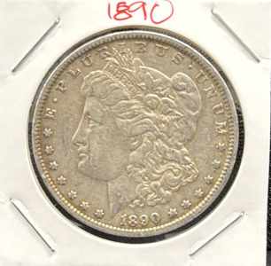 1890 Morgan Silver Dollar, United States Mint, 90% Silver, Lady Liberty Design