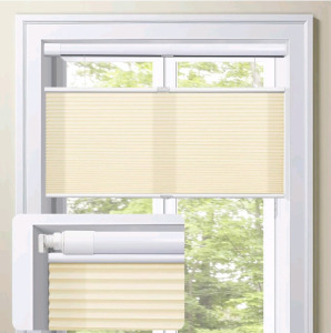 (2) MiLin Top Down Bottom Up Cordless Cellular Shades No Tools No Drill Blinds for Windows Shades for Indoor Windows Magnetic Door Blinds - Light Filtering White 30" W x 64" H, And A Clothes Rack!
