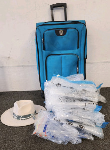 Atlantic Rolling Suitcase, Reusable Vacuum Seal Bags And A Hat