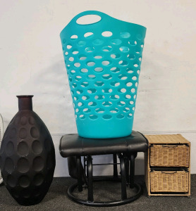 Miscellaneous Home Items- Including Rocking Foot Rest, Laundry Basket, Decor, And More