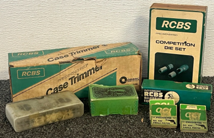 RCBS Case Trimmer, RCBS Competition Die Set, .30 Cal Sierra Rifle Bullets, Empty Casings & RCBS Reloading Equipment