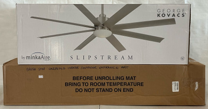 CL Slipstream 65&rdquo; Outdoor Ceiling Fan W/ LED Light & Remote & 109 Brush Step Carpeted Indoor/Outdoor Entrance Mat for Home or Office, 3' X 5',